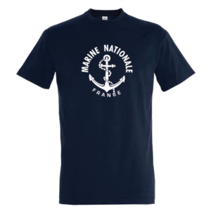 Camiseta azul marino de la Marina Nacional, de algodón, 190 g/m²