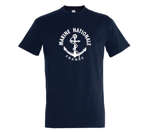 Camiseta azul marino de la Marina Nacional, de algodón, 190 g/m²