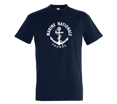 Camiseta azul marino de la Marina Nacional, de algodón, 190 g/m²