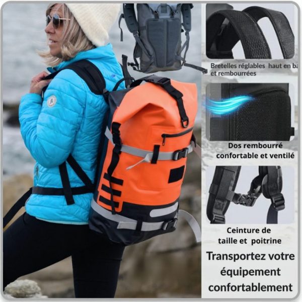 Sac à dos étanche FD Marine modulable 20/40L (orange) – Image 6