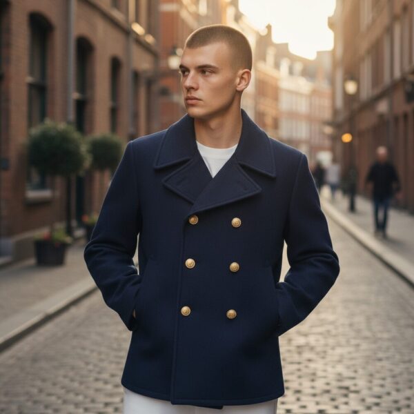 Navy blue wool sailor coat, warmth and authentic style - TM & Outdoor