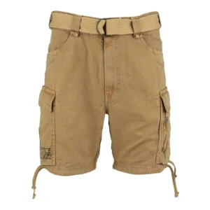 Short cargo homme en coton 100% pour randonnée et outdoor, avec ceintureеті suspendue et poches cargo latérales.