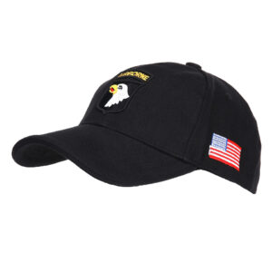 Schwarze, bestickte Baseballkappe der 101st Airborne – Baumwolle