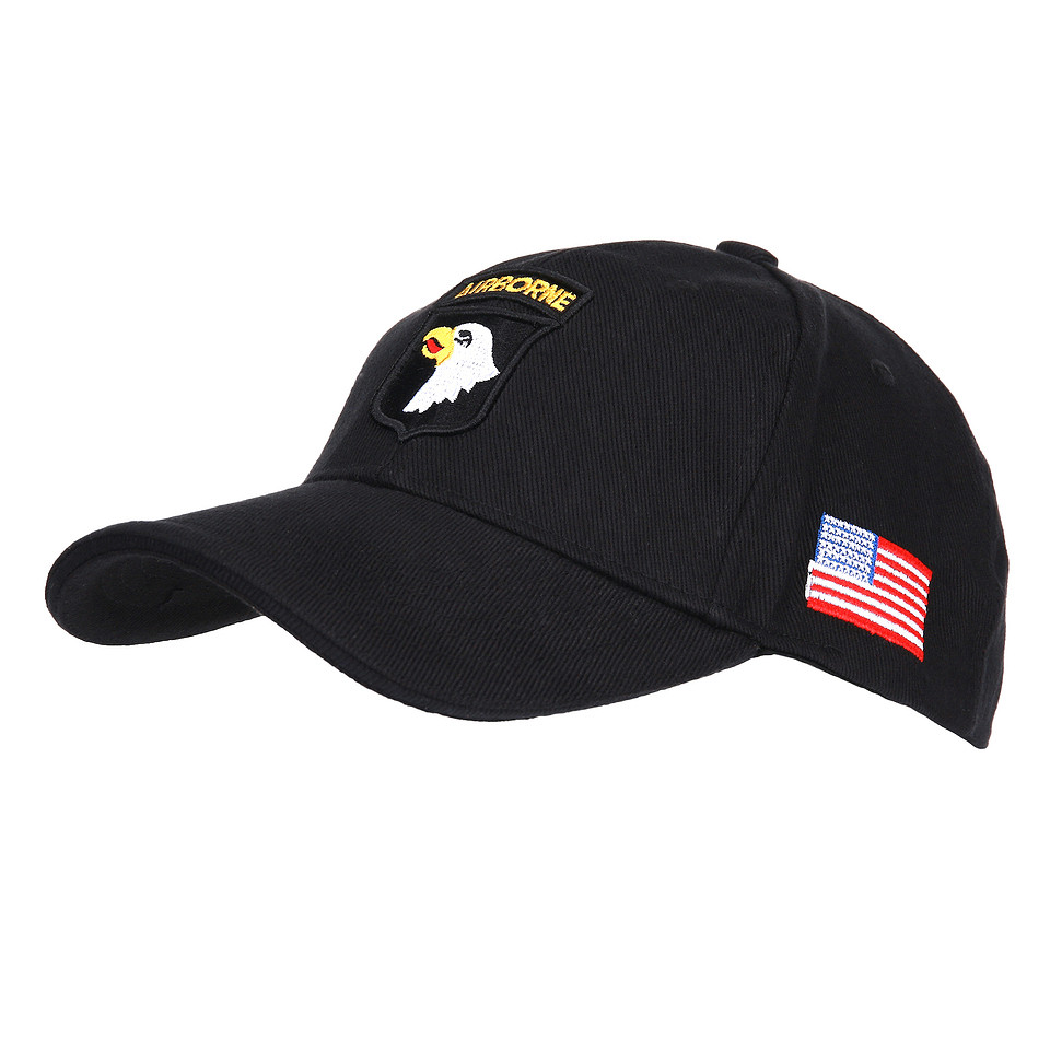 Schwarze, bestickte Baseballkappe der 101st Airborne – Baumwolle