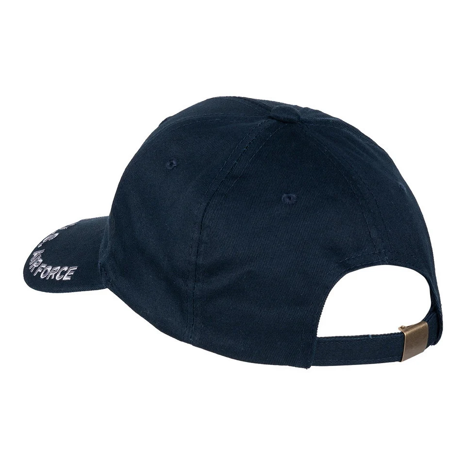 Cappellino blu navy F-16 Falcon dell'Aeronautica Militare degli Stati Uniti, visiera stampata e passante posteriore regolabile in metallo.