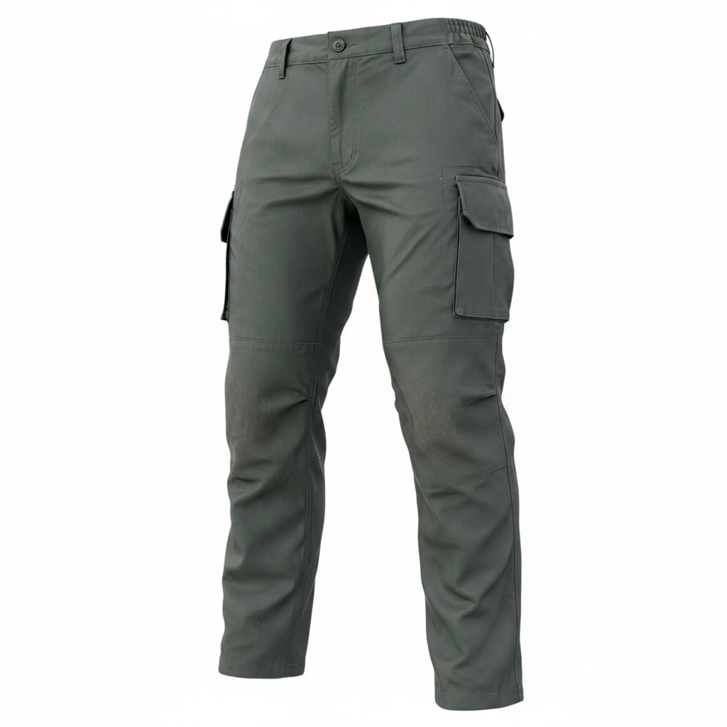 Pantalon treillis M64 militaire homme, pantalon cargo olive avec poches latérales sur les cuisses et taille élastiquée.