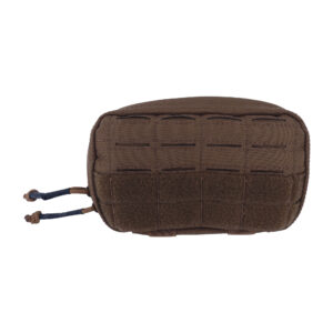 Pochette horizontale multifonctions Wyoming en noir, vert et tan, vue latérale montrant les passants et le tissu robuste marron.