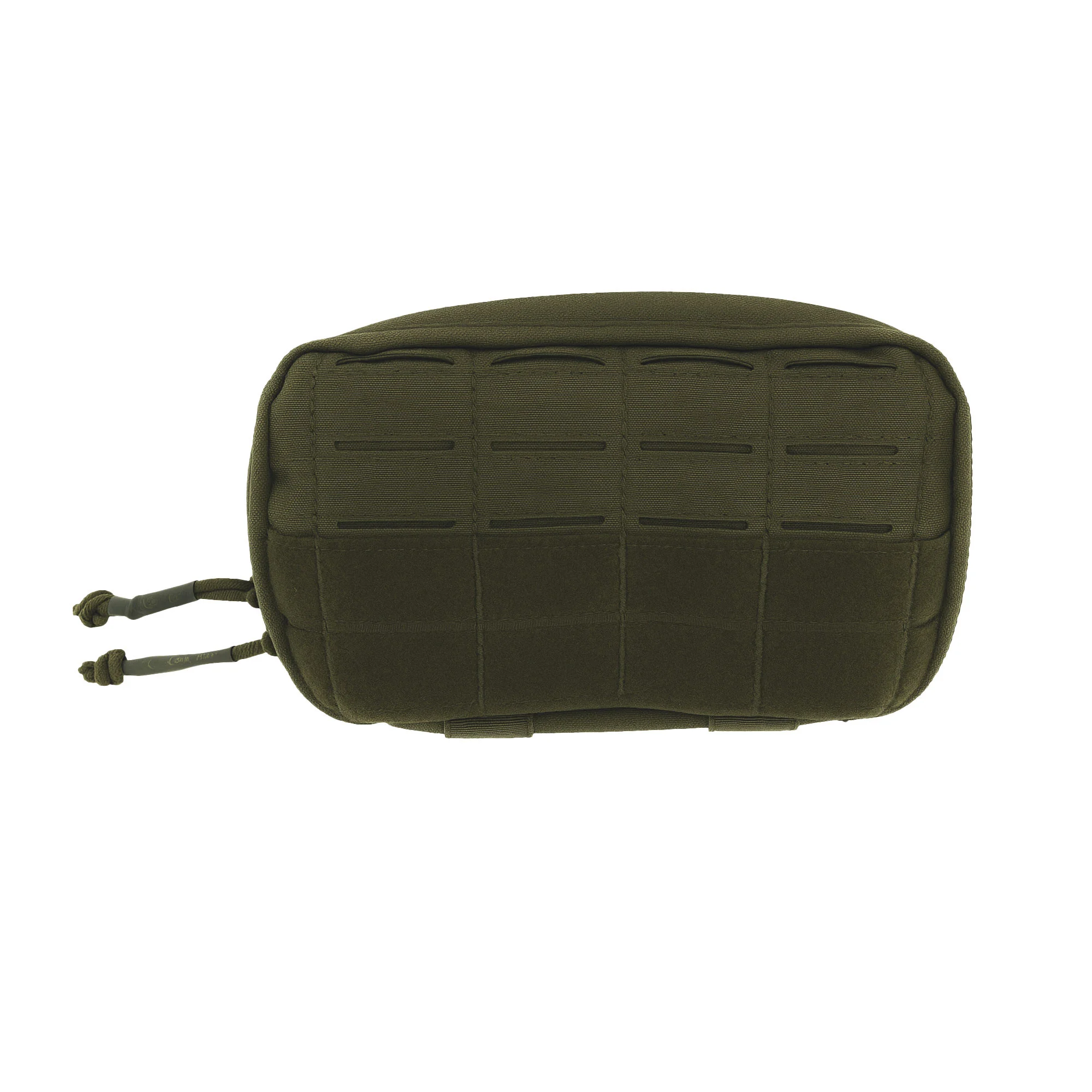 Pochette horizontale multifonctions Wyoming Noire/Vert/Tan, vue de dessous montrant son extérieur enduit et ses rangées de sangles MOLLE.