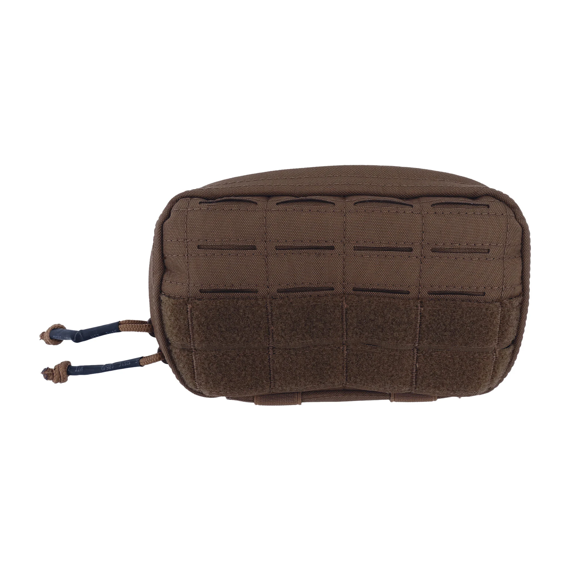 Pochette horizontale multifonctions Wyoming en noir, vert et tan, vue latérale montrant les passants et le tissu robuste marron.
