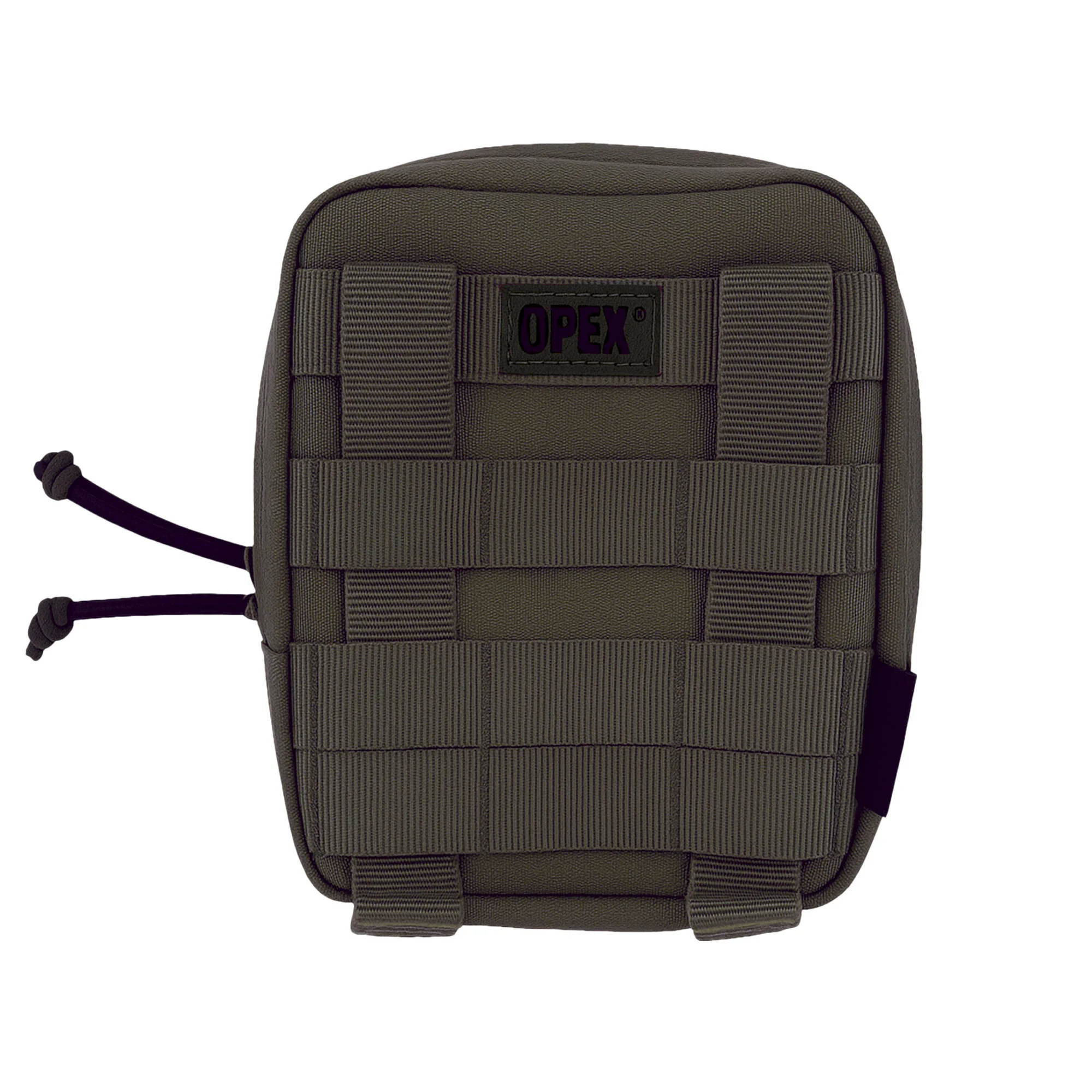 Pochette middle multifonctions Arkansas olive avec sangle et emplacements MOLLE, logo OPEX sur le devant, design tactique compacte.