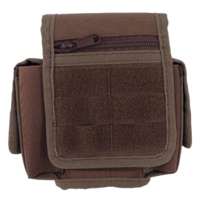 Pochette multifonctions Colorado en tissu kaki avec zips et pochettes frontales, bandoulière et compartiments modulables.
