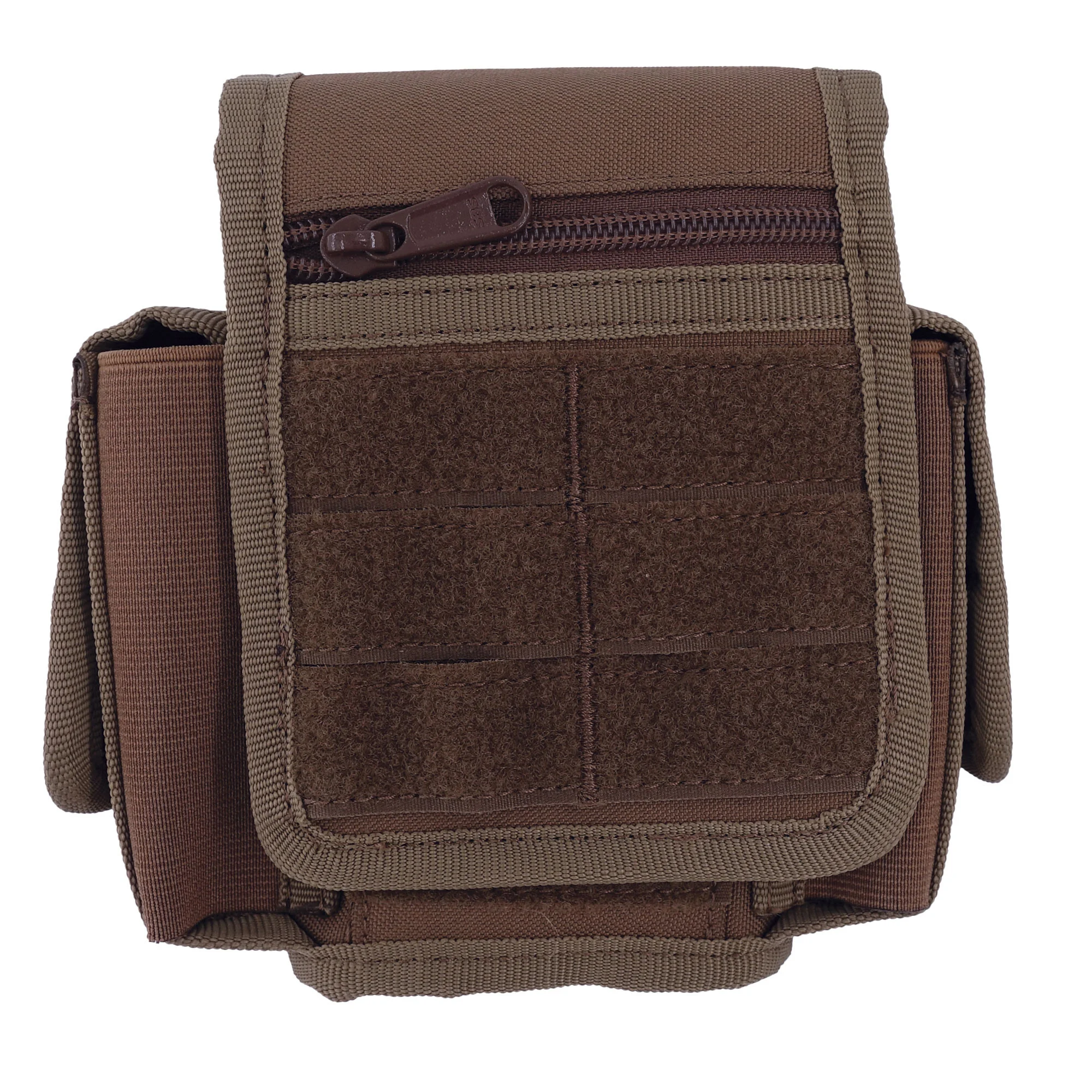 Pochette multifonctions Colorado en tissu kaki avec zips et pochettes frontales, bandoulière et compartiments modulables.